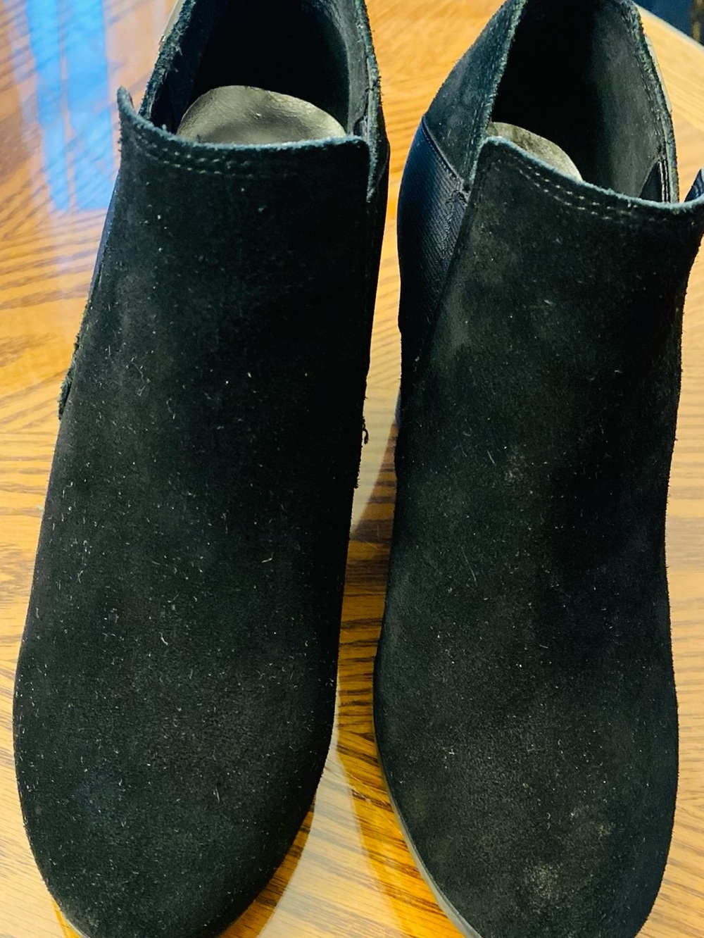 Anne Klein Sport Black Suede Slip-On Ankle Booties